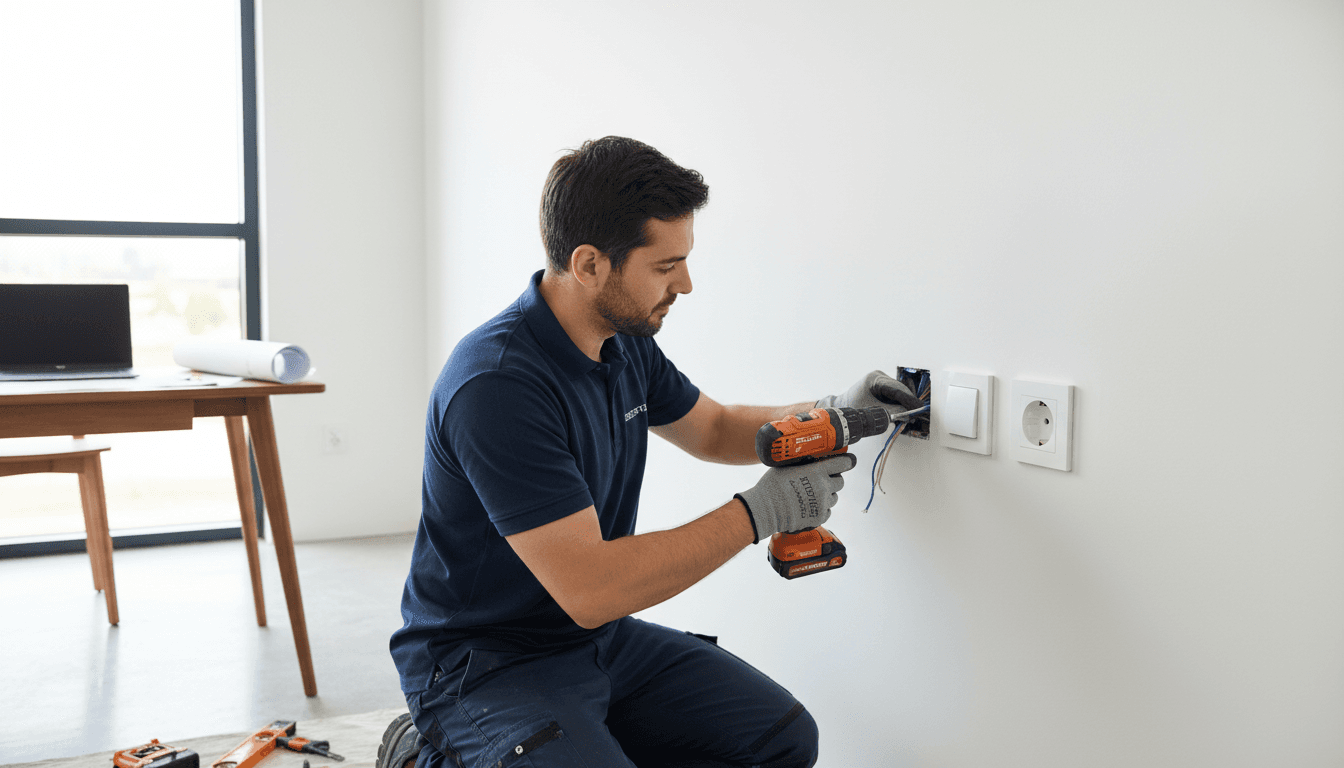 Professional electrical installation of outlets and switches