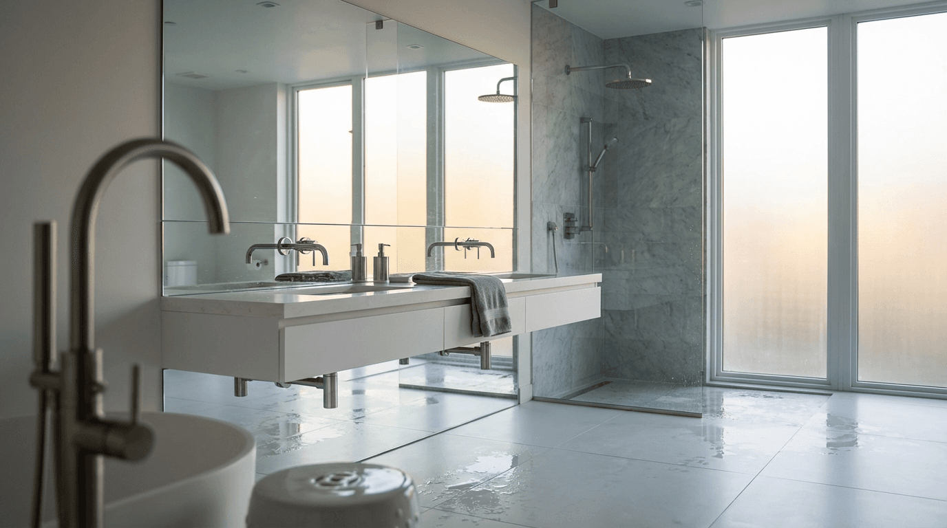 Professional plumbing installation with modern fixtures